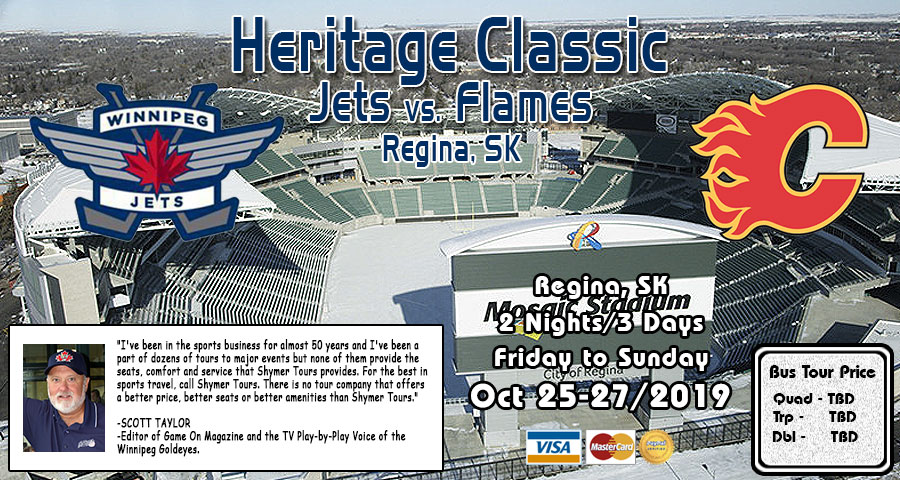 Shymer Tours is your connection to the Regina Heritage Classic NHL Game Bus Tour Oct 26/2019
