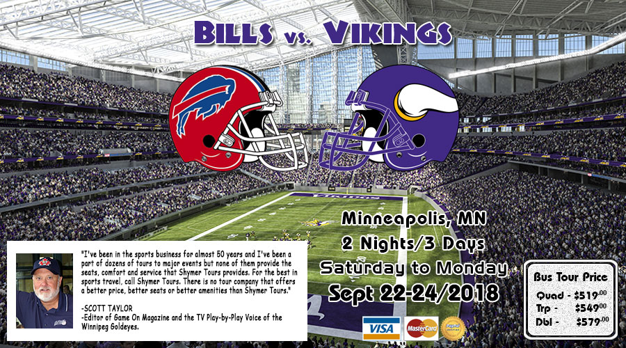 Vikings vs Bills Sept 22-24/2018