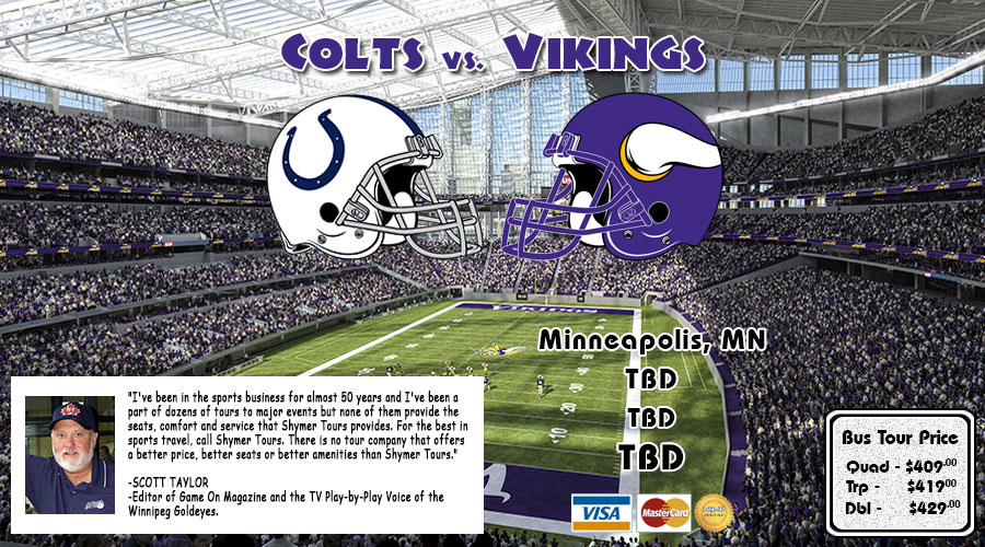 Winnipeg to Minneapolis Colts vs Vikings bus tour TBD/2022