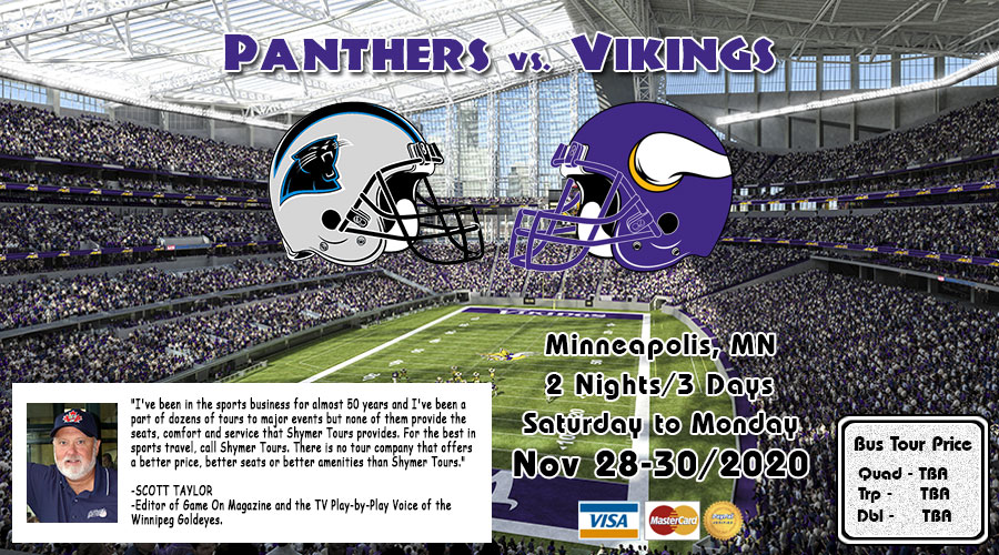 Panthers vs Vikings bus tour Nov 28-30/2020