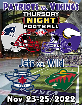 Winnipeg to Minneapolis Vikings vs Patriots Nov 24-26/2022 bus tour